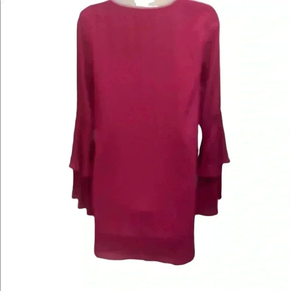 NWT Lulus Magenta Tiered Bell Sleeve Dress - Picture 2 of 8